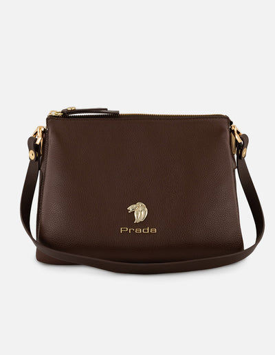 Bolso de hombro café piel para mujer con separaciones internas