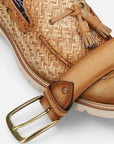 Mocasín en rafia tejido de espiga color arena