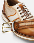 Oxford deportivo en piel y lino color cuero