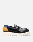 Mocasín con cadena en piel florantic color negro