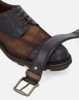 Zapato Bostoniano marrón de ante flocado para hombre