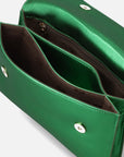 Bolso clutch en piel metalizada color verde