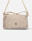 Bolso clutch en Textil color oro metalizado