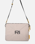 Porta laptop bandolera en nylon capitonado color beige