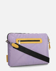 Porta laptop bandolera en nylon capitonado color lila