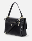 Bolso de hombro en piel charol negro para mujer