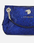 Mini bolso de piel metalizada color azul para mujer