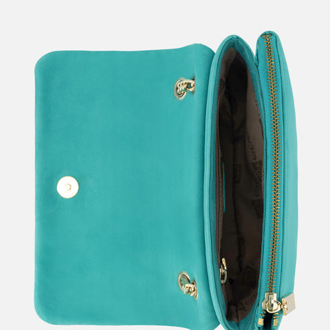 Bolso bandolera de piel ante color azul para mujer