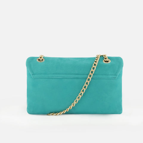 Bolso bandolera de piel ante color azul para mujer