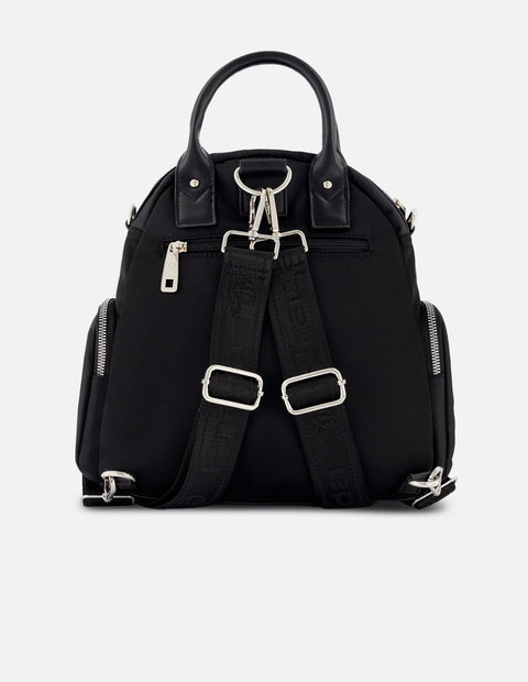 Maleta de nylon color negro para mujer con detalles en piel