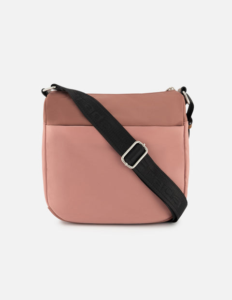 Bolso bandolera de nylon color rosa para mujer con detalle Pd
