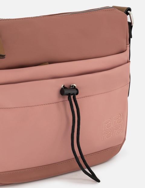 Bolso bandolera de nylon color rosa para mujer con detalle Pd