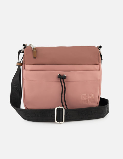 Bolso bandolera de nylon color rosa para mujer con detalle Pd