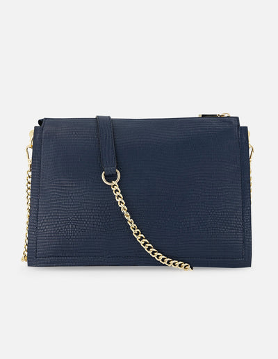Bandolera grabado tipo tejus color azul para mujer
