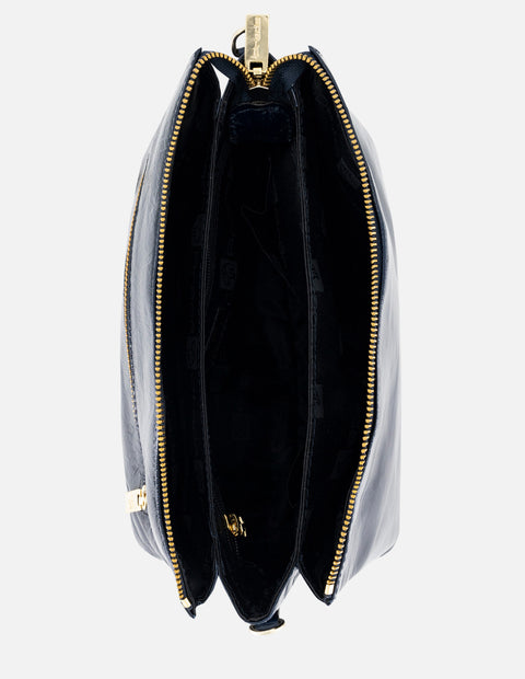 Bandolera de charol para mujer color azul marino para mujer