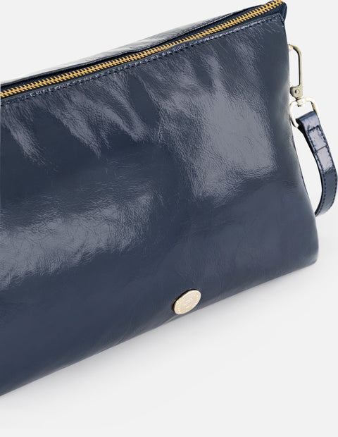 Bandolera de charol para mujer color azul marino para mujer