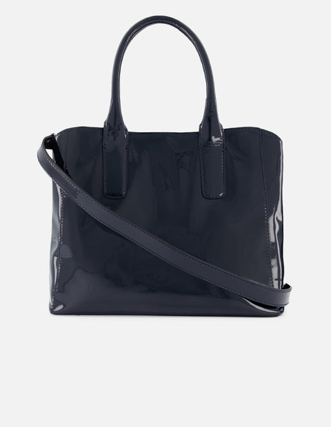 Bolso de mano de charol color azul para mujer