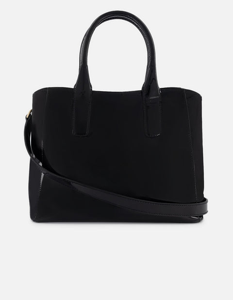 Bolso de mano de charol color negro para mujer