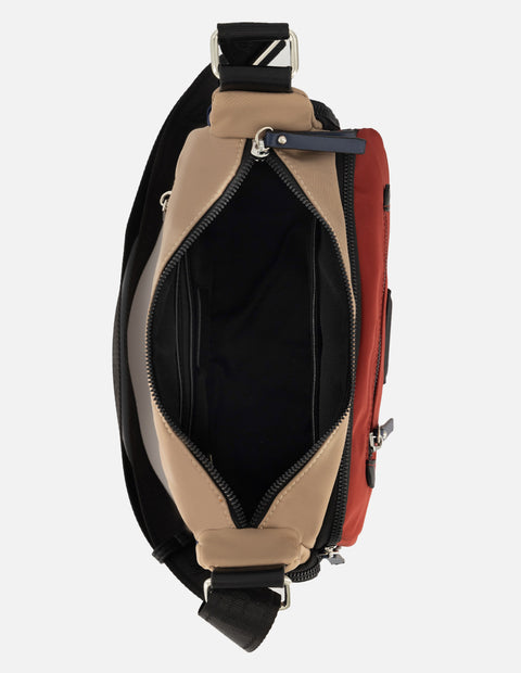 Bolso bandolera de nylon para mujer color rojo con correa ajustable