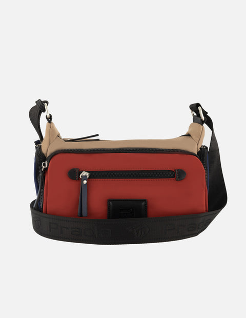 Bolso bandolera de nylon para mujer color rojo con correa ajustable