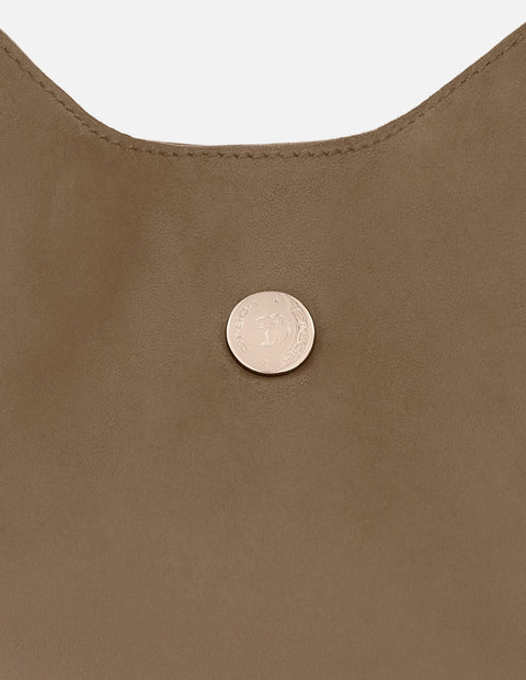 Bolso hobo de textil color topo para mujer con asa en charol