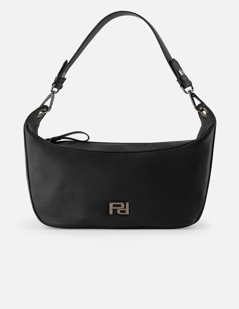 Bolso de hombro color negro piel para mujer con charm Pd color plateado