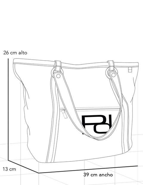 Bolso shopper gris en nylon para mujer con logo Pd al frente