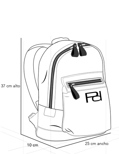 Mochila negra piel vegana para hombre con bolsillos múltiples