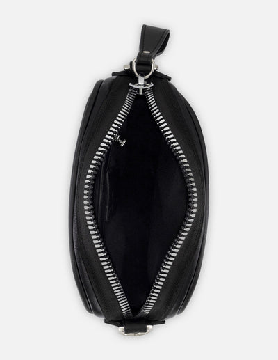 Bandolera negra piel vegana para hombre con bolsillos con cierre