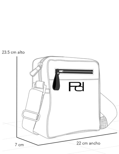 Bandolera negra piel vegana para hombre con bolsillos con cierre