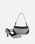 Zapatilla mary jane en textil líneas blanco y negro