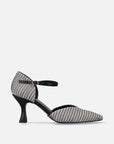 Zapatilla mary jane en textil líneas blanco y negro