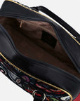 Bolso tipo bowling en piel ante color rojo y textil multicolor para mujer