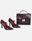 Zapato tipo Mary Jane en piel florantic color negro y hebilla color niquel para mujer