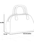 Bolso tipo bowling en pelo con cuadros de color blanco y negro con asas al hombro para mujer