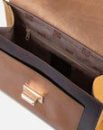 Bolso satchel en piel florantic color amarillo con broche frontal para mujer