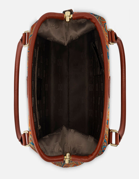 Bolso bowling de textil estampado goblino para mujer color naranja