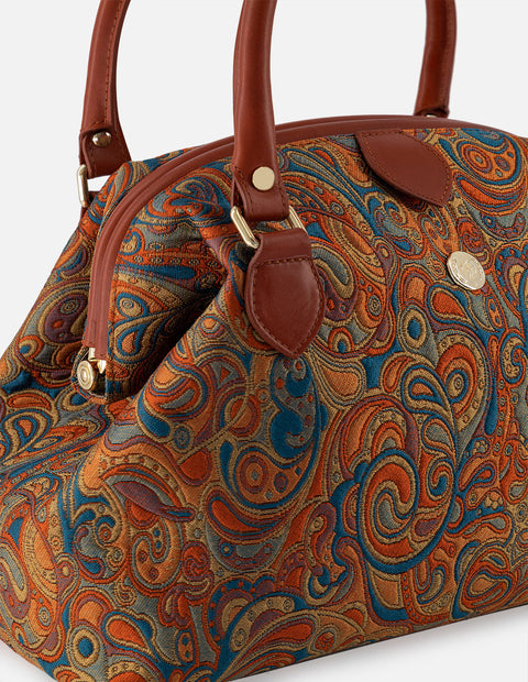 Bolso bowling de textil estampado goblino para mujer color naranja