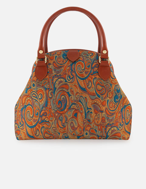 Bolso bowling de textil estampado goblino para mujer color naranja