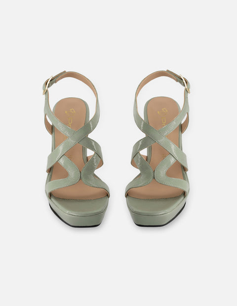 Sandalias de charol para mujer color menta con plataforma