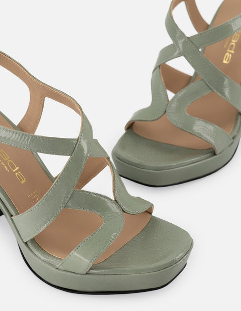 Sandalias de charol para mujer color menta con plataforma