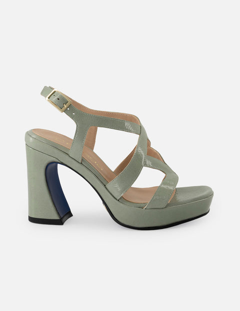 Sandalias de charol para mujer color menta con plataforma