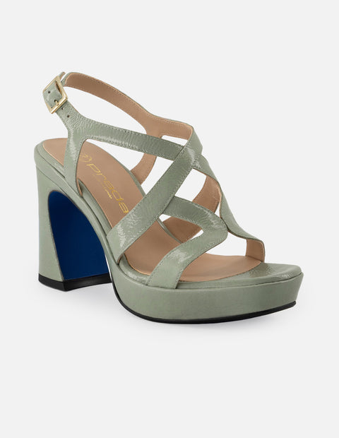 Sandalias de charol para mujer color menta con plataforma