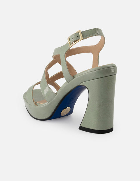 Sandalias de charol para mujer color menta con plataforma