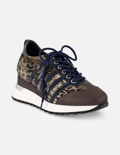 Tenis gris textil de mujer combinación de materiales