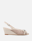 Zapatilla de cuña en rafia y piel color blanco
