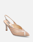Zapatilla de fiesta piel metalizada y rejilla