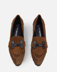 Mocasín en piel ante color caoba para mujer