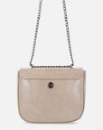 Bolso satchel en charol taupe con cadena ajustable para mujer