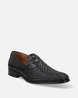 Mocasín Slip On piel tejida color negro